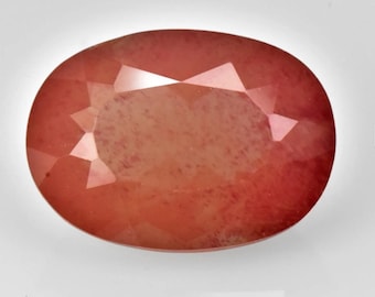 3.78 Carat Andesine Sunstone Feldspar Orange Red Faceted Oval Cut 12.00 x 8.90 x 6.00 Loose Gemstone for Jewelry Making Genuine Earth Mined