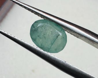 1.02 Carat Muted Natural Zambian Emerald. Light Green 7.0 x 5.1 x 3.4mm. Loose Gemstone for Jewelry Making and Gifts. Earth Mined. SI.