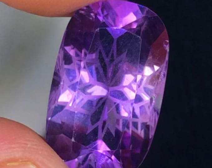 11.90 Carat Natural Amethyst Fancy Laser Cut. Loose Gemstones for Making Jewellery. Genuine Mined. Flashy Purple. Heated. 18.5 x 11.6 x 9.6