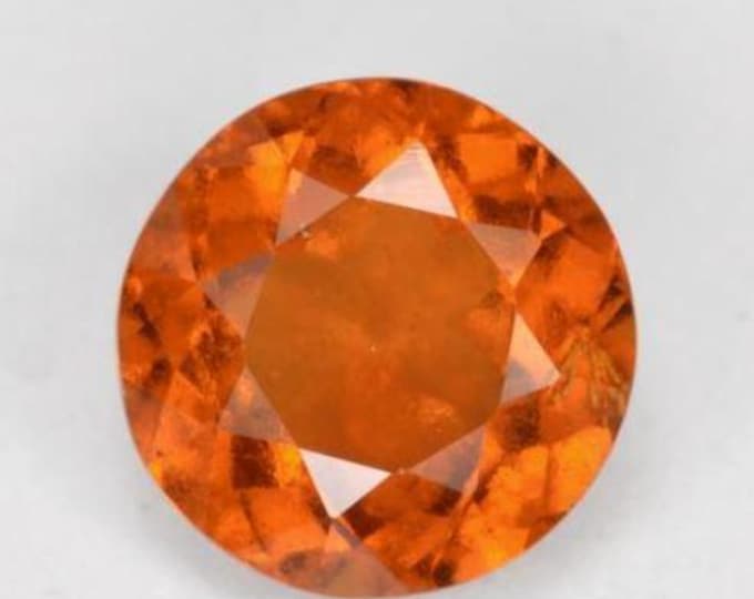 0.78 Carat Natural Hessonite Garnet Faceted Round Cut. 5.4 x 5.4 x 3.9 mm. Genuine Mined. Loose Gemstones. Orange Garnet. Jewelry Supplies.