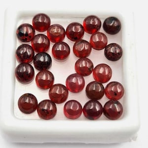 2 Piece: Almandine Garnet Cabochons. 4mm Genuine Mined. Natural Garnet Cabochon. SI. Deep Hue. Loose Gemstones for Jewelry.