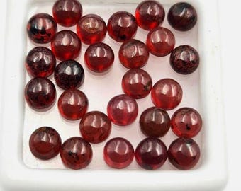 2 Piece: Almandine Garnet Cabochons. 4mm Genuine Mined. Natural Garnet Cabochon. SI. Deep Hue. Loose Gemstones for Jewelry.
