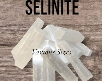 Authentic White Selenite Gemstone Sticks. Natural and Genuine Mined. Healing Crystal for Jewelry Supplies and Chakra Mediation. Various Size