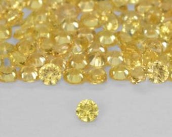 2 Piece: 1.5mm Mini Earth Mined Yellow Loose Sapphires. Diamond Cut. Two Pieces. 0.05 Carats. Jewelry Supplies. 1.5 x 1.5 x 0.85 mm.