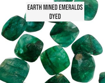 1.01 Carat Genuine Emerald. Cushion Cut. Single Loose Gemstones for Making Jewellery. Treated/Dyed. Faceted Shape. Earth Mined Gemstones.