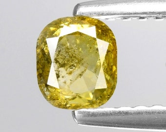 0.42 Ct Untreated Diamond Green Yellow Natural Cushion Cut 4.790 x 4.180 x 2.000 mm For Jewelry Making and Gift. Earth Mined.
