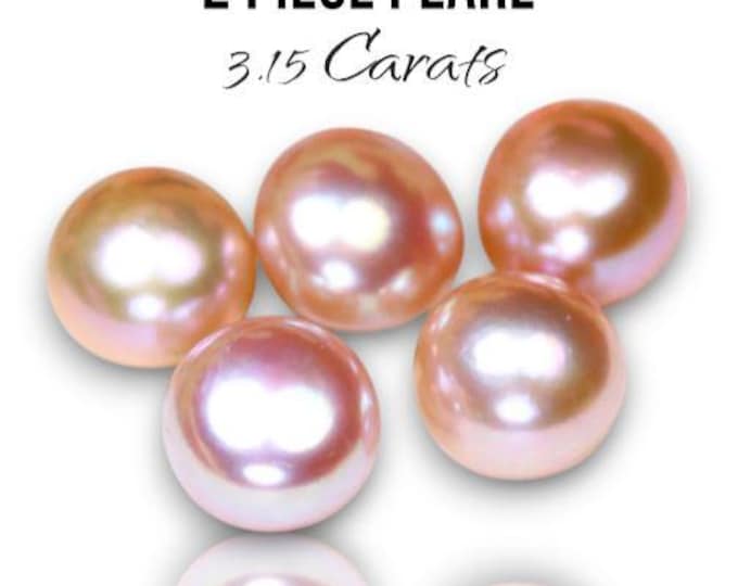 Genuine Pearl Freshwater Pairs. Half Drilled Beads. 8 x 8 x 6.3mm. 3.15 Carat Each. High Luster Cultured Pearls. 2 Per Order. Loose Gemstone