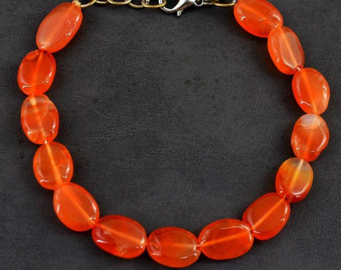 Genuine 175.00 Cts Onyx Beads. 7 Inch Strand. Jewelry Making and Creative Gemstone Projects. Earth Mined. Orange Medium Beads. 12 x 15mm