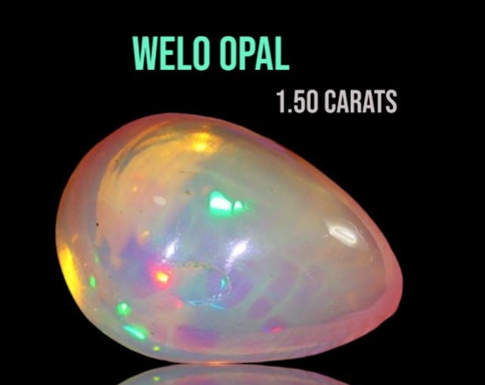 1.50 Carat Genuine Mined Flash Natural Ethiopian Welo Opal. 10.05 x 6.95 x 4.53 mm. Cabochon. Loose Gemstone. Birthstone. Jewelry Supplies.