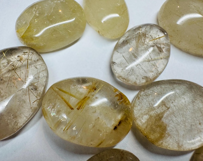 Natural Intense Gold Rutile Quartz Cabochon. Genuine Mined Loose Gemstone for Making Jewellery. Gifts. Birthstone. Pendant. Sold Indivdual