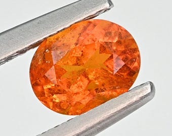 0.96 Cts Natural Rare Clinohumite from Pamir Mountain, Tajikistan. Real Rare Loose Gemstone. 100 % Natural. Orange Stone. 6.6 x 5.2 x 4.2 mm