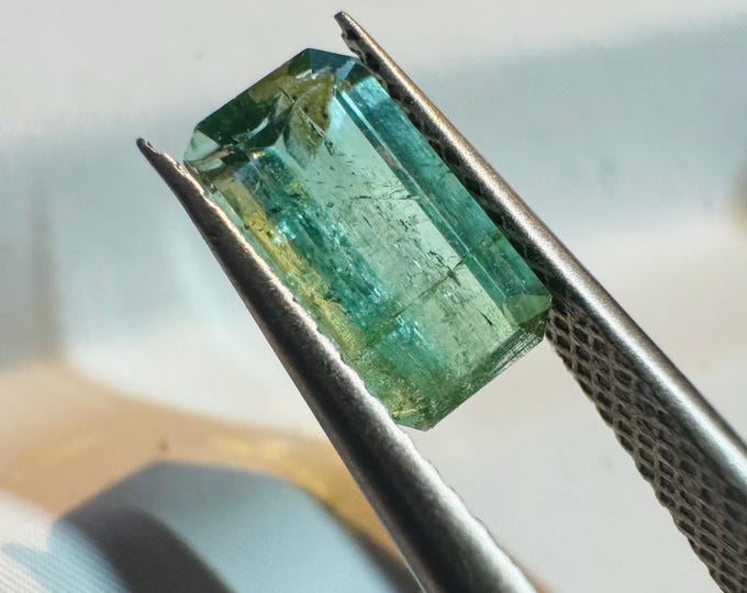 0.80 Carat Natural Tourmaline. Faceted Emerald Cut. Loose Gemstones for Jewelry. SI. Natural Untreated. 7 x 3.8 x 3 mm. Birthstone Gifts