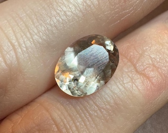 Discounted: 4.76 Carat Natural Kunzite Loose Gemstones for Jewelry. I Grade. Light Yellow. Faceted Oval. Genuine Mined 11.6 x 8.8 x 5.7 mm.
