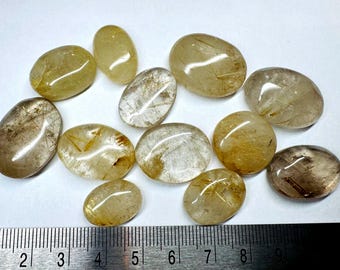 Natural Intense Gold Rutile Quartz Cabochon. Genuine Mined Loose Gemstone for Making Jewellery. Gifts. Birthstone. Pendant. Sold Indivdual