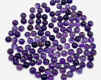 2 Piece: 6mm Earth Mined Amethyst Cabochons. 1.60 Carat. Loose Gemstones. Light and Dark Purple. Untreated Jewelry Supplies. Gifts.