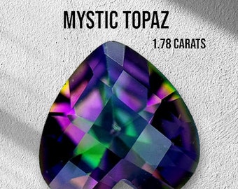Fancy Cut Mystic Topaz 2 Carats. Natural Stone. Bright Purple and Pink. Unicorn Stone. Trillion Cut. Loose Pink Gemstone. Genuine Mined.