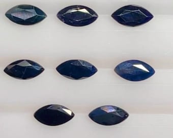 Basaltic Sapphire Marquise Natural Deep Blue Sold in Pairs 7.00 x 4.00 x 2.50 mm Loose Gemstone for Jewelry Makers and Gifts. Earth Mined.