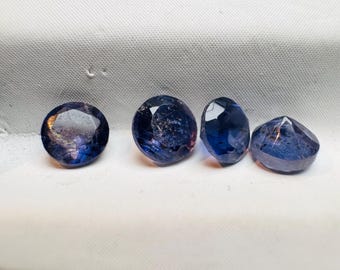 2 Piece: 0.50 Carat. Earth-Mined Iolite Loose Gemstones. Faceted Round Individual Gemstones. 4.3mm. Untreated. Included Stones