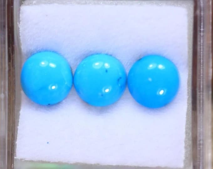 1.15 Arizona Turquoise Cabochons 100% Natural Untreated 6.9 x 6.9 x 2.5 mm Loose Gemstone for Jewelry Making and Gifts. Sold Individually