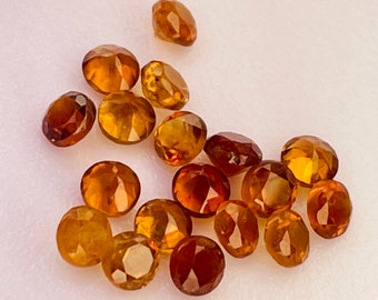 2 Piece: Natural Hessonite Garnets. Round Cut 3.10 x 3.10 x 2.10 mm. Loose Gemstones for Jewelry Making and Gifts. Earth Mined. Untreated.