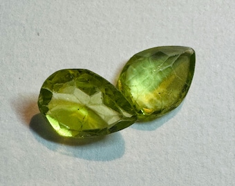 Discounted: 2 Pieces 1.65 Carat Natural Green Peridot Gemstone. SI. Pear-shaped. Untreated. Medium Green. Earth Mined. Loose Gemstones.