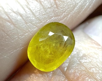 2.00 Carat Yellow Sapphire, Faceted Oval Gemstone, SI Clarity, Earth Mined