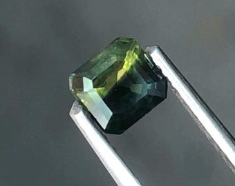 0.65 Ct Natural Bi-Colour Sapphire. Square Cut. Genuine Mined. Precious Gems for Jewellery. Teal-Colour Sapphire. Heated. 3.7 x 3.5 x 2.2 mm