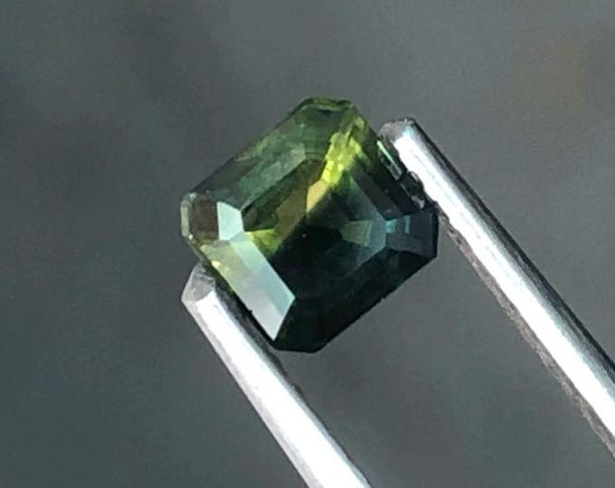 0.65 Ct Natural Bi-Colour Sapphire. Square Cut. Genuine Mined. Precious Gems for Jewellery. Teal-Colour Sapphire. Heated. 3.7 x 3.5 x 2.2 mm