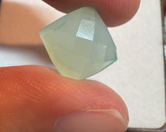7.05 Carat Blue Chalcedony. Earth Mined Gemstones. Checked Cut. Untreated. 12.2 x 11.8 x 5.5mm. Jewelry Supplies and Gifts.