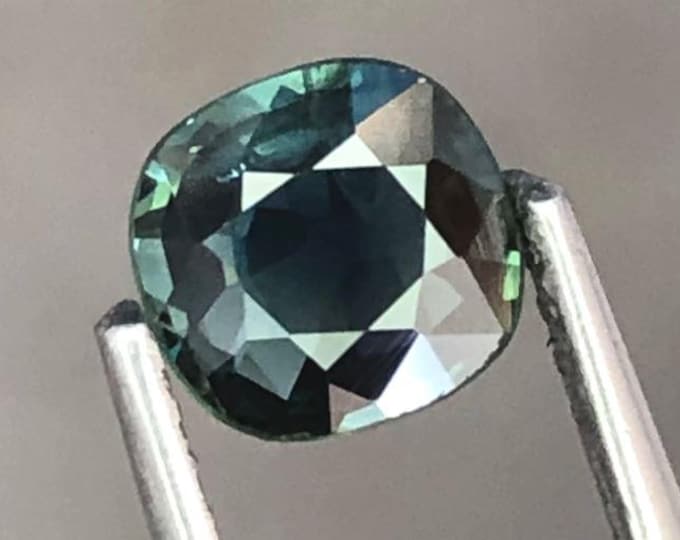 0.73 Ct Natural TealSapphire. Cushion Cut. Genuine Mined. Precious Gems for Jewellery. Teal-Colour Sapphire. Heated. 5.5 x 5.3 x 2.4 mm