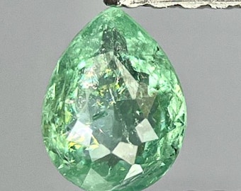 0.41 Carat Paraiba Tourmaline. Faceted Pear Cut. Loose Gemstones for Jewelry. SI. Earth Mined. 5.7 x 4.4 x 2.6 mm. Medium Tone. Mozambique