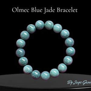 Guatemalan Jadeite Bracelet. (Olemec Blue) Polished Bead Unisex Bracelet. Untreated. 100% Authentic Natural Deep Watery Blue.  13mm Bead.