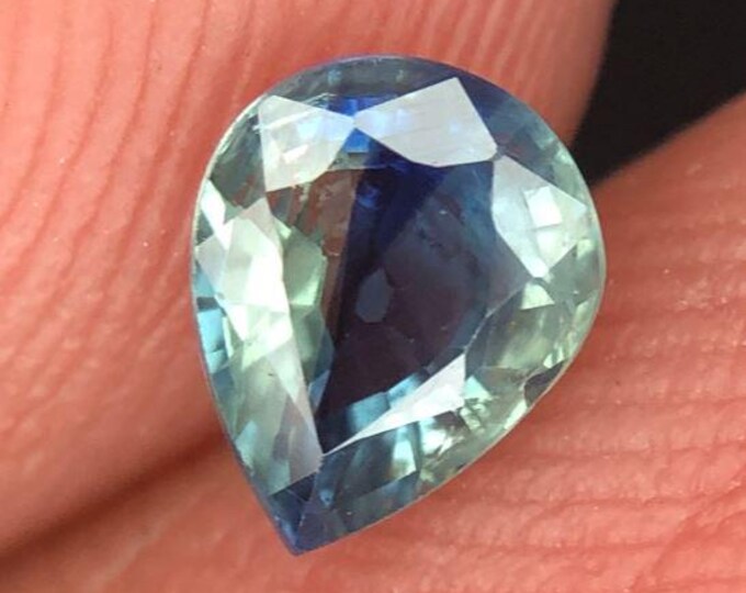 0.80 Ct Natural Parti Sapphire. Pear Cut Genuine Mined. Precious Gems for Jewellery. Teal-Colour Sapphire. Heated. 6.2 x 5.0 x 3.28 mm