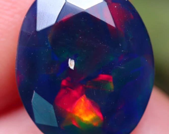1.54 ct Natural Ethiopian Faceted Welo Smoked Opal. Loose Gemstones for Making Jewellery. Genuine Mined. 10.4 x 6.7 x 4.4mm. Faceted Gem