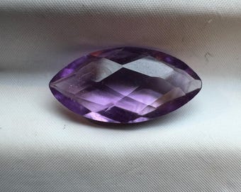 1.50 Ct Natural Amethyst. Double-Side Checkered Cut. Faceted Marquise Shape. Loose Gemstones for Making Jewellery. Genuine Mined.