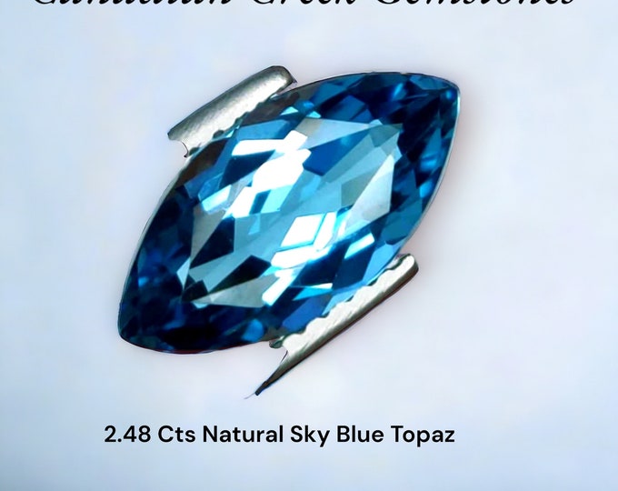 2.48 Carat Natural London Blue Topaz. Fancy Marquise. USA 4.0 12.21x 6.0 x 4.690 mm Loose Gemstone for Jewelry Making And Gifts. Earth Mined
