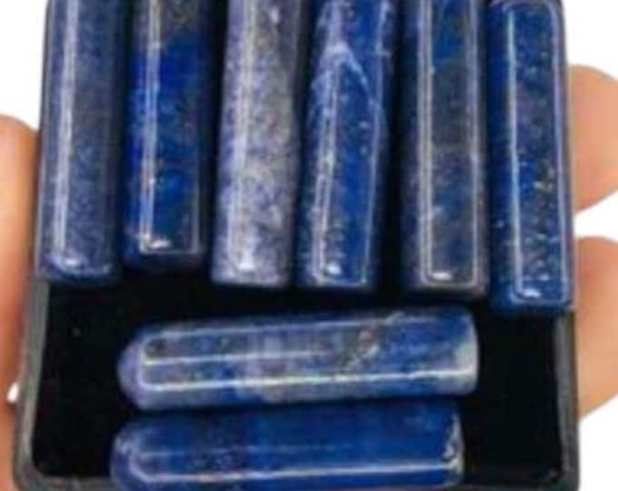 Lapis Lazuli "Bullet" Shape Gemstones. 25 x 6 mm. Dark Blue Gemstones. Undrilled. Authentic Natural. Untreated. Jewelry Supplies. 1 Piece.