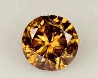 0.15 Carat Beautiful Brandy Coloured Round Diamond 3.360 x 3.360 x 2.200 mm for Jewelry Making and Gift, Genuinely Earth Mined
