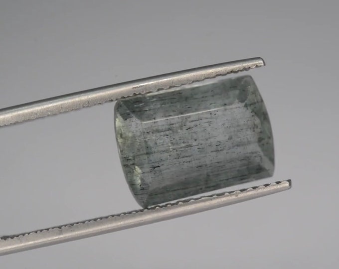 Rare 4.20 Carat Natural Black Needles Rutile Greenish Blue Aquamarine 13.000 x 9.000 x 4.500mm Loose Gemstone Not Lab Created Jewelry Making