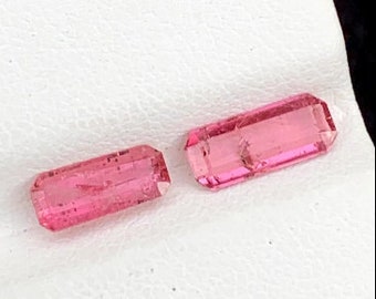 Pretty Pink Tourmaline. Faceted Emerald Cut. Loose Gemstones for Jewelry.  SI-VS. Genuine Mined. Natural Untreated. Sold Seperately.