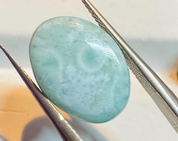 5.69 Carat Genuine Mined Larimar. Loose Gemstone for Making Pendants. Unique Patterned Blue. 14 x 10.2 x 3mm. Lost Atlantis Stone. Chakra.