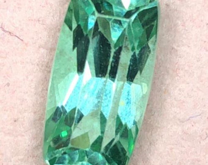 4.20 Carat Earth Mined Light Teal Kunzite. Loose Gemstone. Irradiated. Faceted Cushion. Sl Grade. Gemstone. Jewelry Supplies. 11.8 x 6 x 6.8