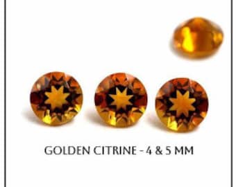 Earth Mined Citrine Faceted Round Gemstones. VVS. Orange Citrine. 4 - 5.5mm Available. Calibrated. Sold Individually. Jewellery Supplies.