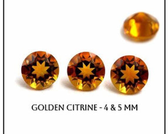 Earth Mined Citrine Faceted Round Gemstones. VVS. Orange Citrine. 4 - 5mm Available. Calibrated. Sold Individually. Jewellery Supplies.