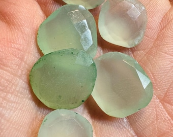 LOT: 36.60 Carat Teal Chalcedony. Earth Mined Gemstones. Double-Sided Checked Cut Rough. Jewelry Supplies and Gifts.