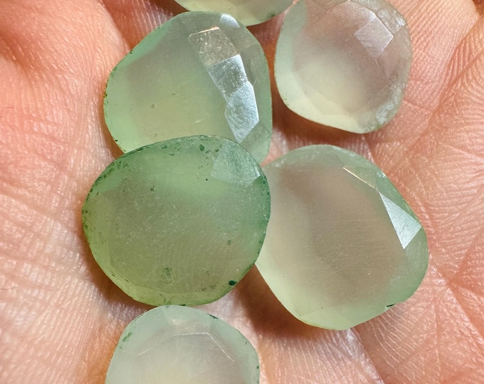LOT: 36.60 Carat Teal Chalcedony. Earth Mined Gemstones. Double-Sided Checked Cut Rough. Jewelry Supplies and Gifts.