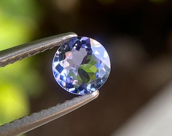 0.54 Natural Periwinkle Blue Tanzanite Round Cut Tanzania 5.500 x 5.500 x 2.700 mm Loose Gemstones for Jewelry Making and Gifts. Earth Mined