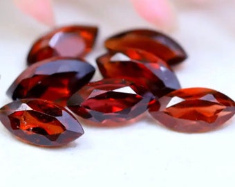 Pair of Burnt Orange Red Garnet Natural Marquise Cut 5.70 x 3.00 x 2.00 Loose Gemstones for Jewelry Making and Gifts. Earth Mined.
