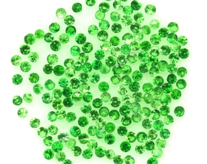 1.00 mm Earth Mined Vivid Green Tsavorite Garnet Sold in Lots of Five. Loose Gemstones. Faceted Round for Jewelry Making and Gifts.
