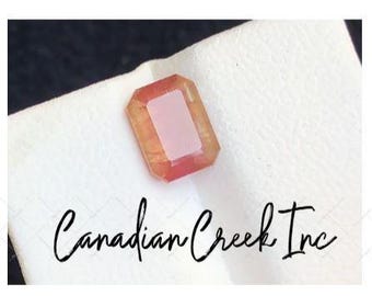 2.00 Carat Peach Tourmaline. Faceted Emerald Cut. Genuine Mined Loose Gemstones. Untreated. Collection Gifts. 8.1 x 5.9 x 4.3 mm. Gift.